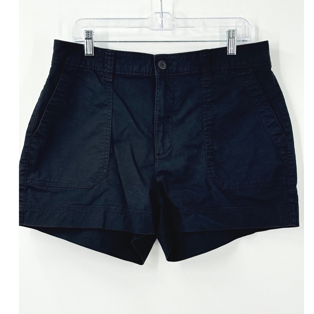 Old‎ Navy Womens L Black High-Rise OG Chino Shorts elastic waist Cotton Pockets